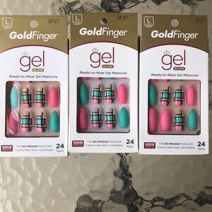 Gel Glam Ready-to-Wear Nails - Pink and Green 3-Pack Lot | Bundle and Save